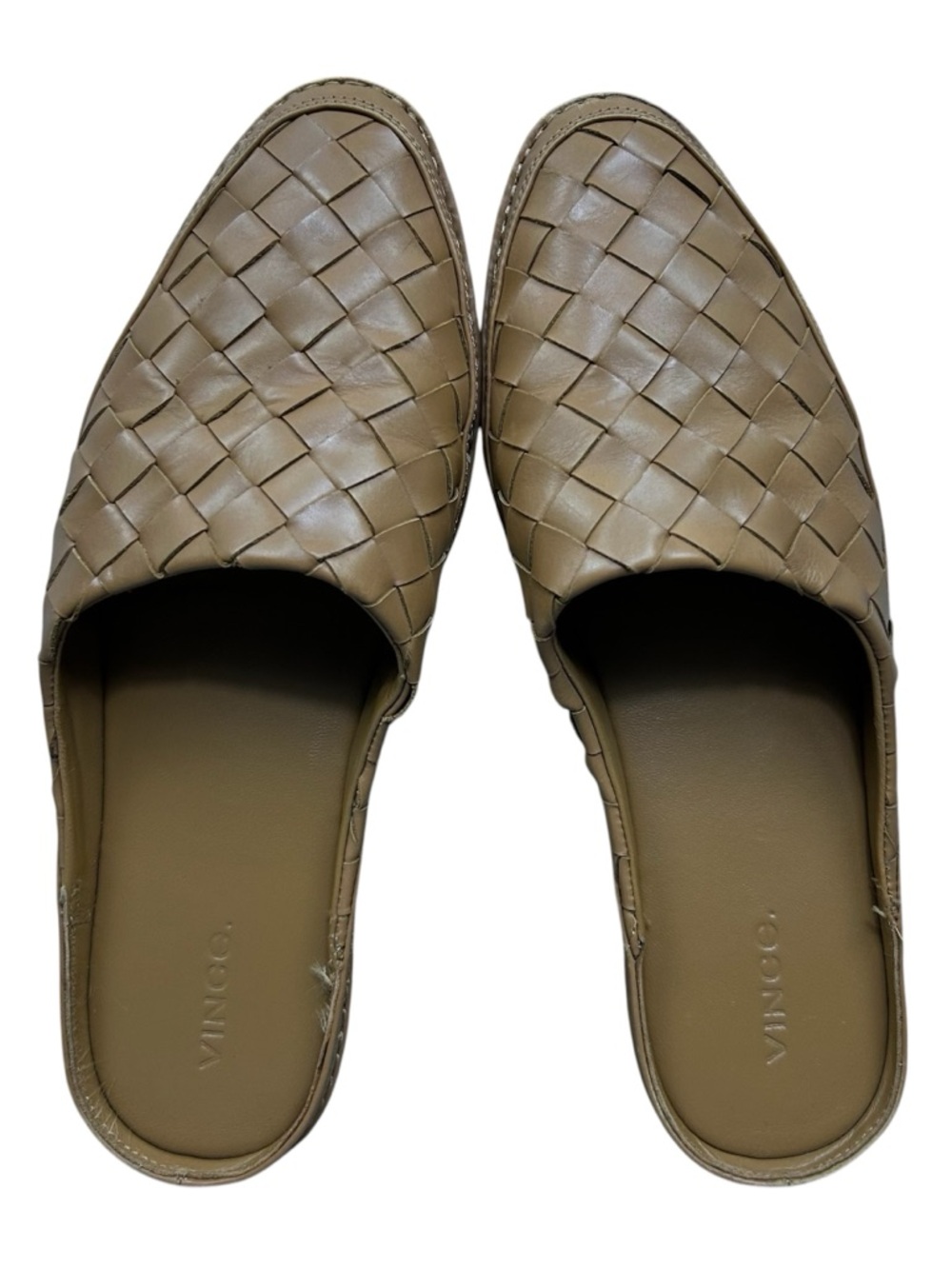 Vince Freeman Woven Leather Mule Flats Slip On Loafer Size US 8.5 EU 38.5 Brown - Picture 5 of 16